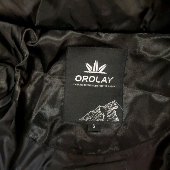 OROLAY Thickened Duck Down Jacket Womens Small Black Puffer Coat w/ Hood $140 - Picture 5 of 9